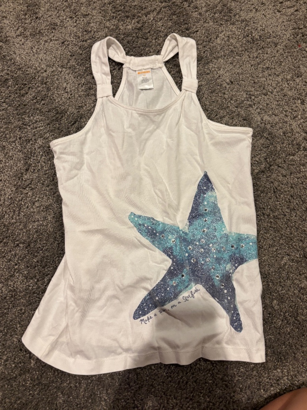 Gymboree Girls White Starfish Glitter Tank Top
